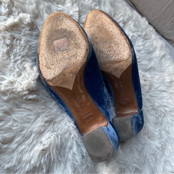 Tabitha Simmons Blue Velvet Mules Heels - Picture 5 of 6